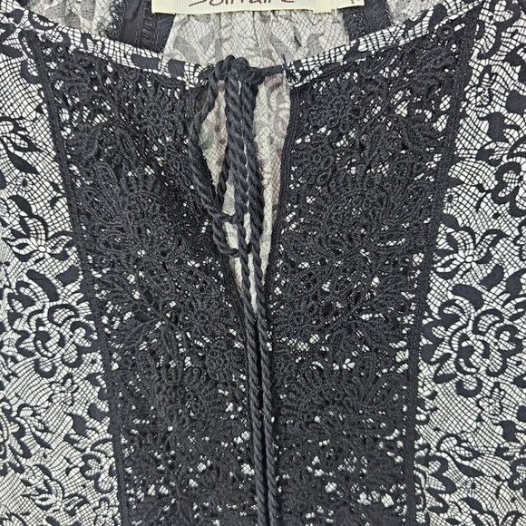 Solitare Top Womens S Black Bohemian Floral Strappy Tasseled Hippie Chic Beads - Picture 3 of 8